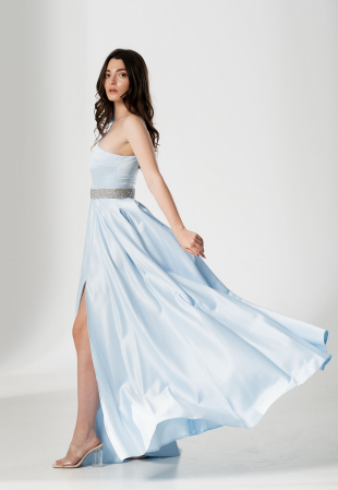 ROCHII ELEGANTE - Rochie lunga AURA, din tafta cu funda pe umar