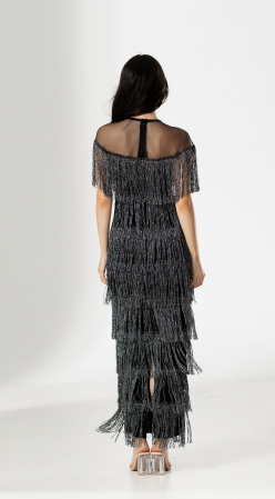 Rochie MARGA, lunga, eleganta, cu franjuri [3]