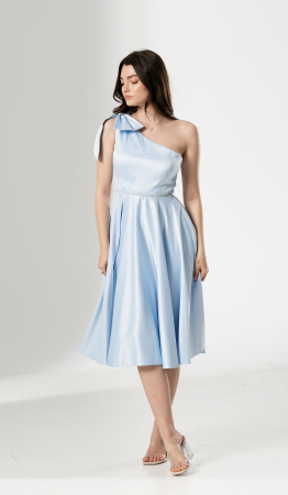 ROCHII MIDI - Rochie midi, AMARA, cu funda pe umar si accesoriu lucios in talie