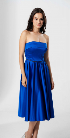 Rochie midi, DENISA, bust structurat, fusta clos, talie accesorizata [2]