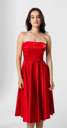 Rochie midi, DENISA, bust structurat ,fusta clos,talie accesorizata [3]