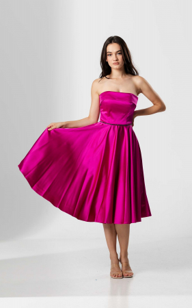 Rochie midi, DENISA, bust structurat ,fusta clos,talie accesorizata [1]