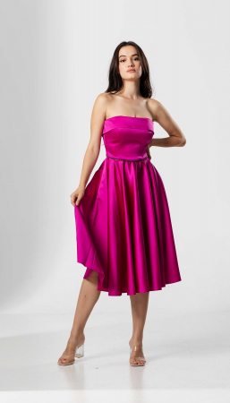 ROCHII MIDI - Rochie midi, DENISA, bust structurat ,fusta clos,talie accesorizata