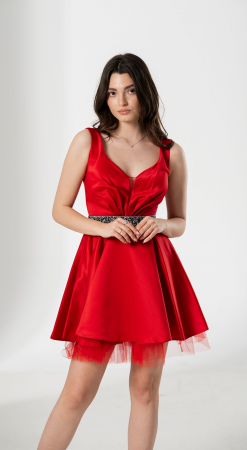 Rochie scurta ADELLE, din tafta cu fusta clos si tulle [2]