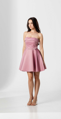 ROCHII SCURTE - Rochie scurta EMILIA,cu bust tip corset, croiala in A  si snur lucios in talie