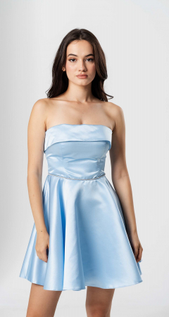 Rochie scurta EMILIA,cu bust tip corset, croiala in A  si snur lucios in talie [2]