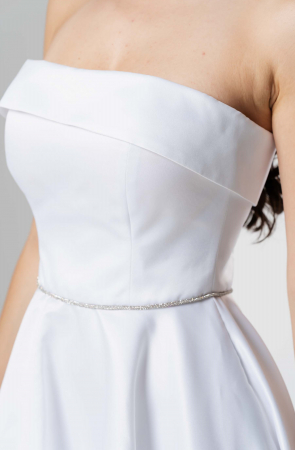 Rochie scurta EMILIA,cu bust tip corset, croiala in A  si snur lucios in talie [3]