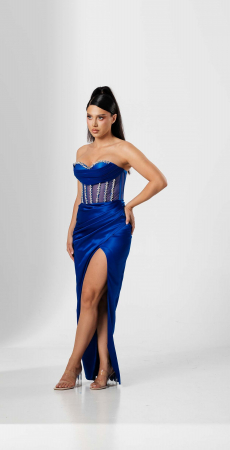 Rochie de seara lunga,bust cu corset si despicata pe picior [1]