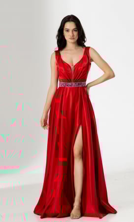 ROCHII ELEGANTE - Rochie TARIK, lunga, din tafta, cu curea in talie