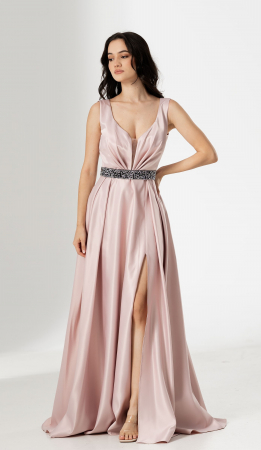 ROCHII ELEGANTE - Rochie TARIK, lunga, din tafta, cu curea in talie