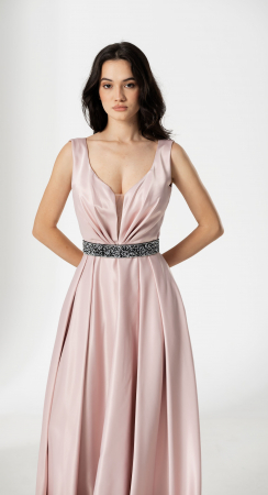 Rochie TARIK, lunga, din tafta, cu curea in talie [3]