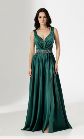 ROCHII ELEGANTE - Rochie TARIK, lunga, din tafta, cu curea in talie