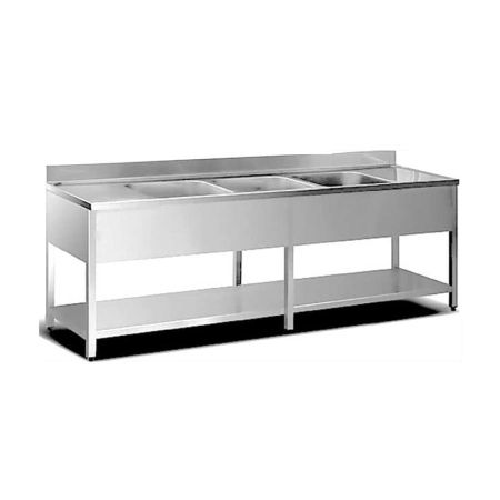 Mobilier Inox - Chiuvetă deschisă cu 3 cuve