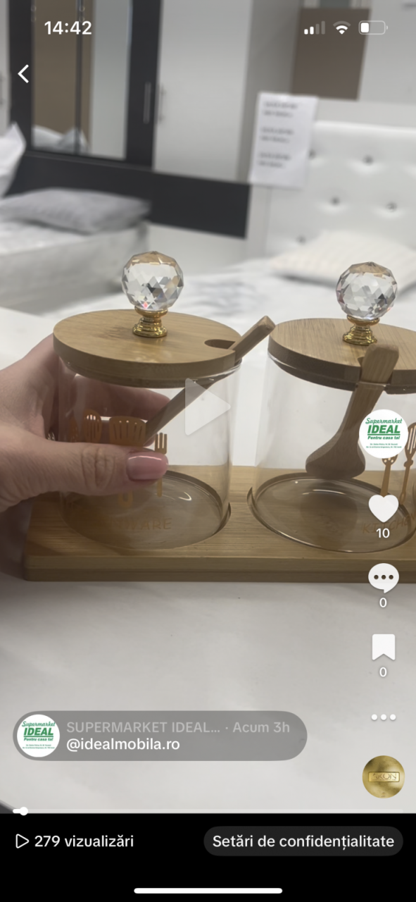 Set 3 recipiente cu suport de lemn și cristale [3]