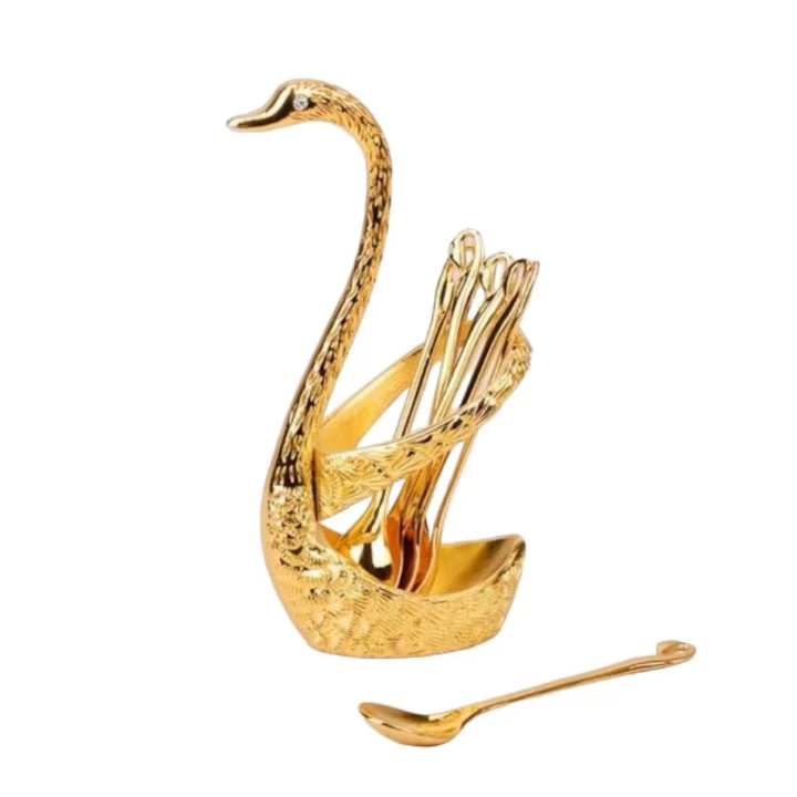 Articole Bucatarie - ✨LEBADA AURIE, SUPORT CU 6 LINGURITE DE LUX GOLD ✨