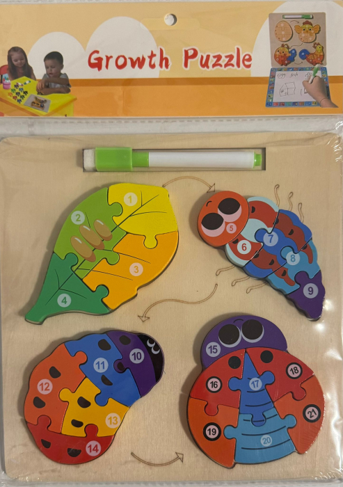 Set Educațional 2 în 1 – Puzzle „Ciclul Buburuzei” + Tablă de Scris cu Alfabet și Cifre [1]