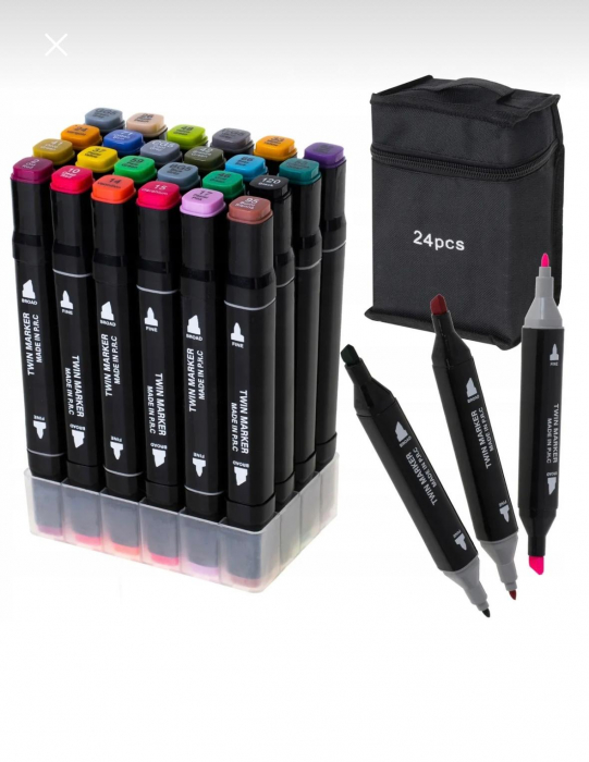 Set Markere Profesionale Touch – 24 Culori Vibrante în Husă Textilă [3]