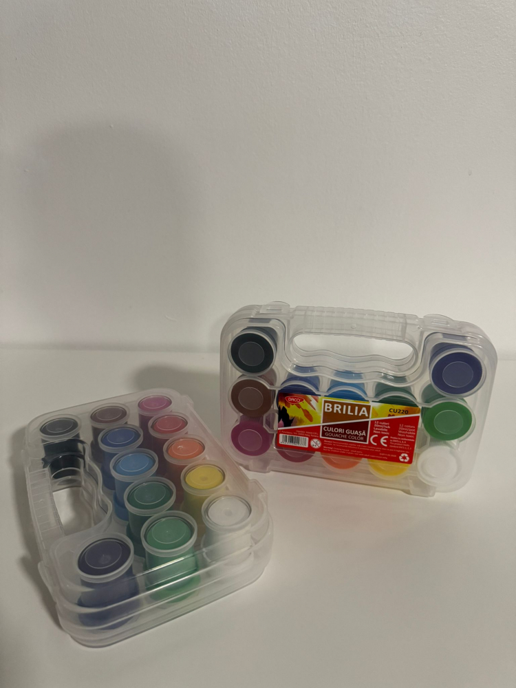 Set culori guașă BRILIA, 12 culori, 20 ml/tub, lavabile, non-toxice, cu cutie de plastic [3]