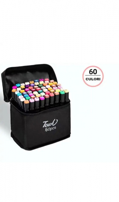 Set Markere Profesionale Touch – 60 Culori Vibrante în Husă Textilă [10]
