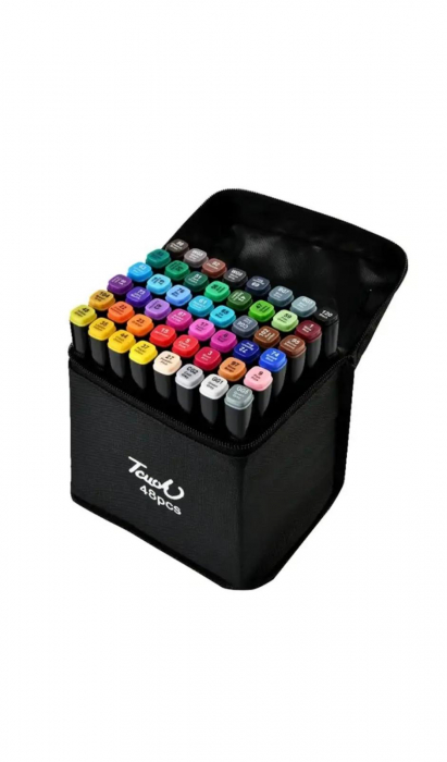 Set Markere Profesionale Touch – 60 Culori Vibrante în Husă Textilă [1]