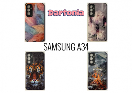 Huse personalizate pentru Samsung Galaxy A34 – Feather Dream/LOVE Floral/Tiger Eyes/The Mountains Are Calling