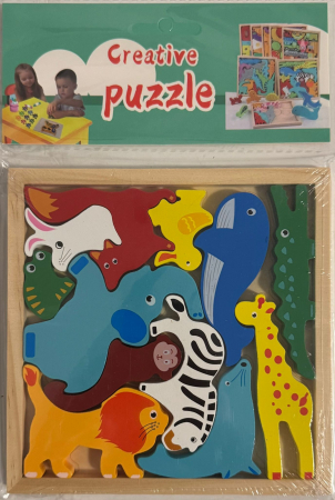 Puzzle din Lemn cu Animăluțe – Distracție Educativă pentru cei Mici!