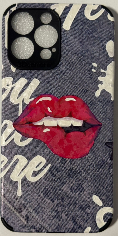 Silicon personalizat - Husă de Telefon „Bold Lips” – Atitudine, Denim & Fashion Statement
