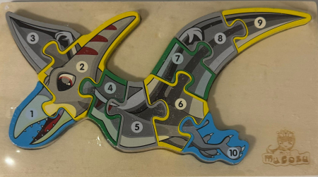 Jucarii Educative - Puzzle Dinozaur Pteranodon din Lemn – 10 Piese Educative