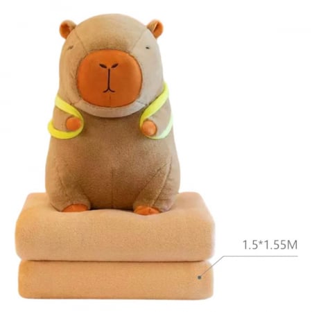 Capibara de Pluș 3-în-1 40 cm – Jucărie, Ghiozdănel și Păturică!