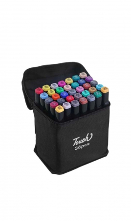 Papetărie - Set Markere Profesionale Touch – 36 Culori Vibrante în Husă Textilă