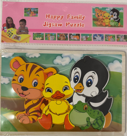 Puzzle din lemn „Happy Family” – Animale prietenoase