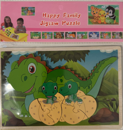Puzzle din lemn „Happy Family” – Dinozauri