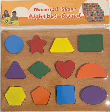 Jucarii Educative - Tablă Educațională din Lemn – Cifre, Simboluri și Forme Geometrice