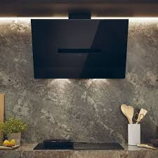 Hotă decorativă de perete 90 cm – WiFi, Touch Control, 5 viteze, LED, sticlă neagră [2]