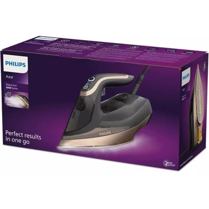 Fier de călcat cu abur Philips Azur 8000 Series DST8041/80, 3000 W, SteamGlide Elite, OptimalTEMP [3]
