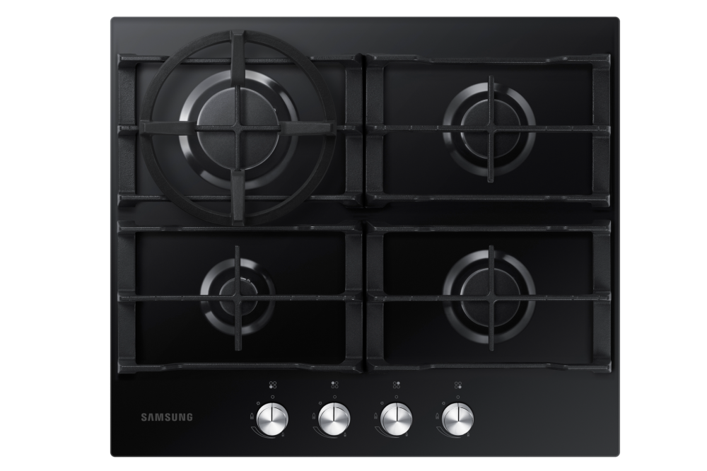 Plită pe gaz încorporabilă 60 cm – 4 arzătoare, grătare fontă, negru [3]