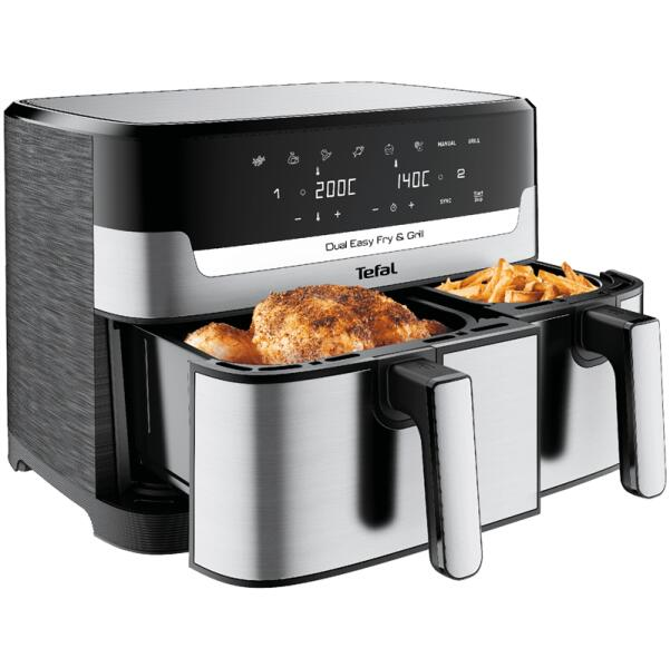 Friteuza cu aer cald dubla 8.3L, 2700W, 2 compartimente, grill, 8 programe automate [2]