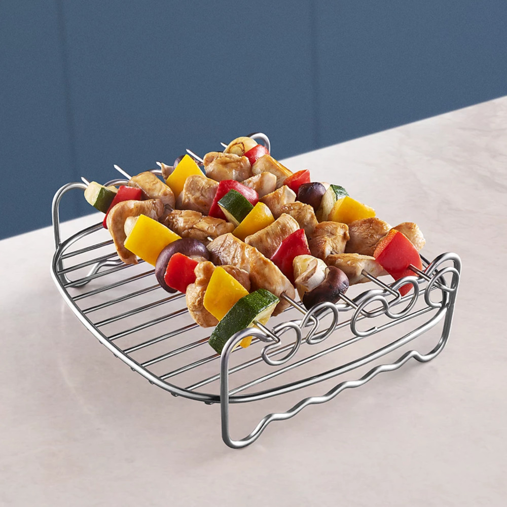 Set accesorii Airfryer – grătar pe două nivele cu frigărui, inox [2]