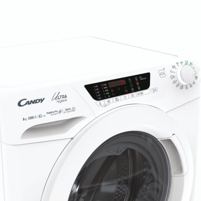 Masina de spalat rufe Candy Ultra Hygiene HE 1284TWM6/1-S, 8 kg, 1200 RPM, Motor inverter, WiFi, Mix Power System, Clasa A, Alb [3]