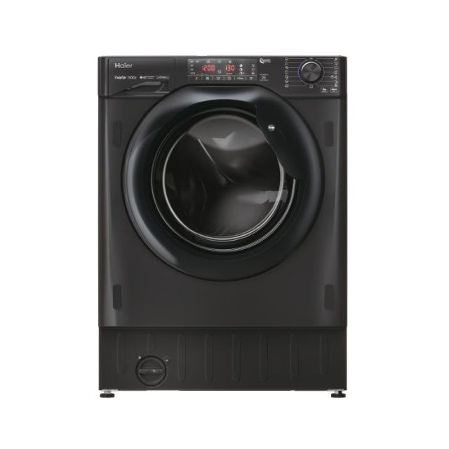 Masina de spalat rufe incorporabila Haier HWQ90B416FWBB-S, 9 kg, 1600 RPM, Instant Mix Technology/Steam Plus/I-Time/Aquastop, Clasa A, negru [1]