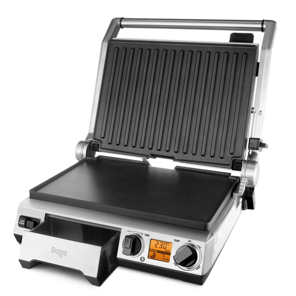Grill electric SGR820 BSS, Smart Grill Pro, 2400W, plăci antiaderente, sondă temperatură, deschidere 180°, inox [2]