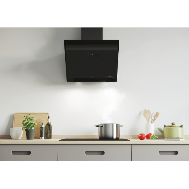 Hotă decorativă de perete Candy CDG6CBP8B, 60 cm, 638 m³/h, sticlă neagră, A++, control touch [3]
