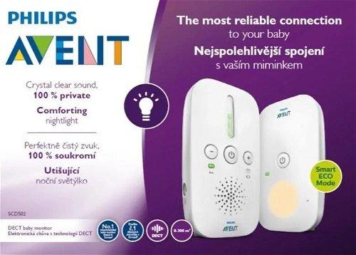 Baby monitor audio DECT digital, rază 300 m, Smart ECO, lumină de veghe, alb [3]