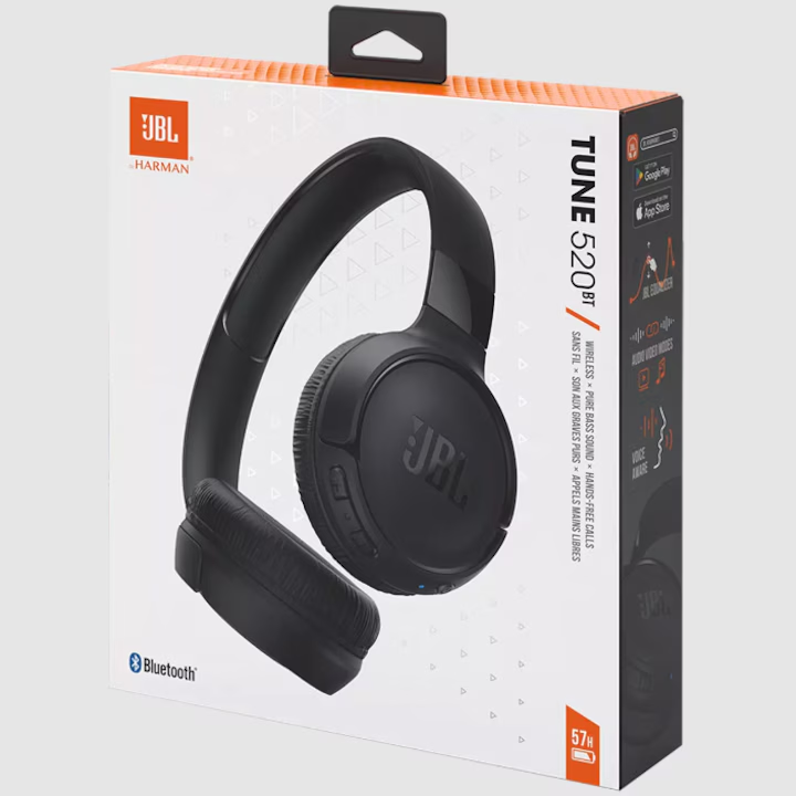 Casti audio wireless on-ear JBL Tune 520BT, Bluetooth 5.3, Pure Bass, Multi-Point, 57h autonomie, microfon, negru [2]