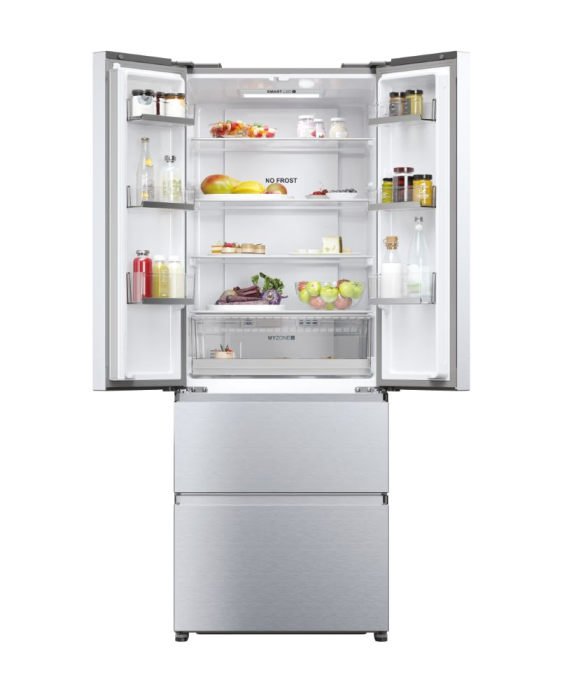 French Door, Clasa E, 446l, Total no Frost, Display touch, My zone plus, Raft vinuri pliabil, 190/70/67.5 cm, Gentle Silver [2]