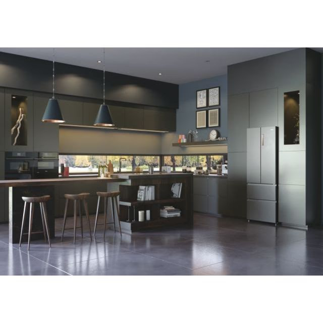 French Door, Clasa energetica: E (0.82Kwh/zi)   -   Volum net (litri): frigider: 446 (frigider: 306 / congelator: 140)Motor: Inverter. Clasa zgomot C - 37dB(A). Total NO FROST (AIR SURROUND)Iluminare [2]