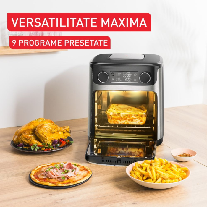 Friteuză cu aer cald Tefal Easy Fry FW556DE0, 1800W, 15L, 9 programe, Extra-Crisp [3]