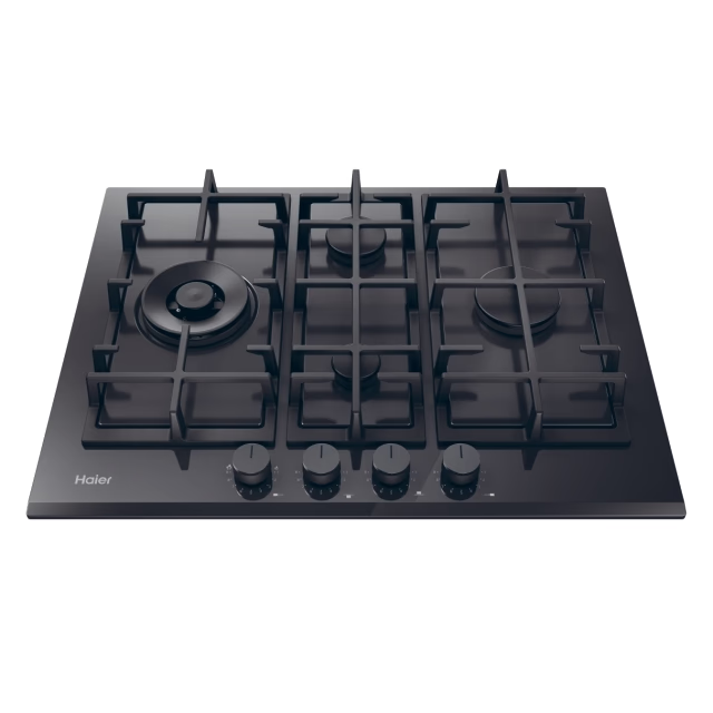 Haier HAVG5D4TB – Plită incorporabilă pe gaz, 5 arzătoare, suport fontă, 75 cm, sticlă neagră [2]