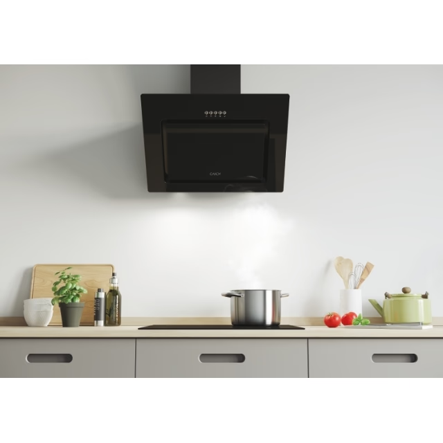 Hota incorporabila decorativa Candy CVMAD60/1N/1, Putere de absorbtie 441 mc/h, 3 trepte de viteza, LED, Clasa C, 60 cm, Sticla Neagra [4]