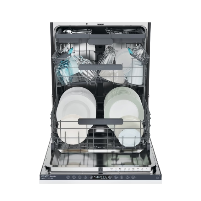 Masina de spalat vase incorporabila Candy Rapido CS 6B0S3PSA, 16 seturi, 10 programe, Clasa B, WiFi+Ble, Wash & Dry 35', Motor Speed-Drive Inverter, Automatic Open Door, Floor light, 60 cm [2]